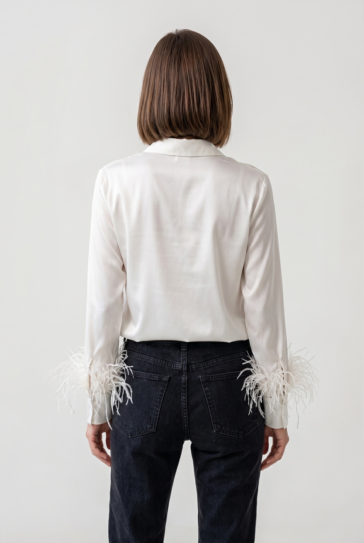 CHEMISE SATINÉE À PLUMES Femme - K-ZELL PARIS