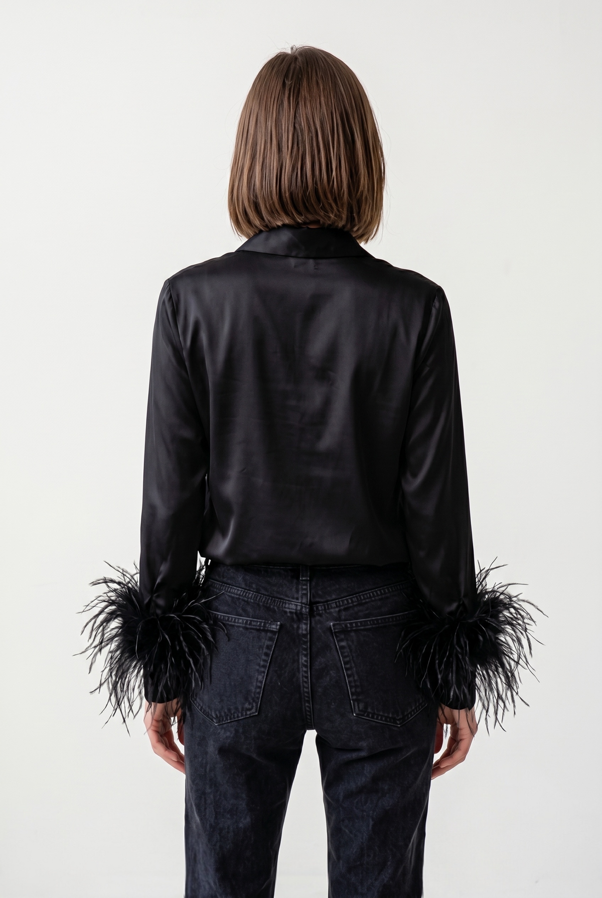 CHEMISE SATINÉE À PLUMES Femme - K-ZELL PARIS