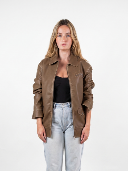 VESTE VINTAGE EN SIMILICUIR Femme - K-ZELL PARIS