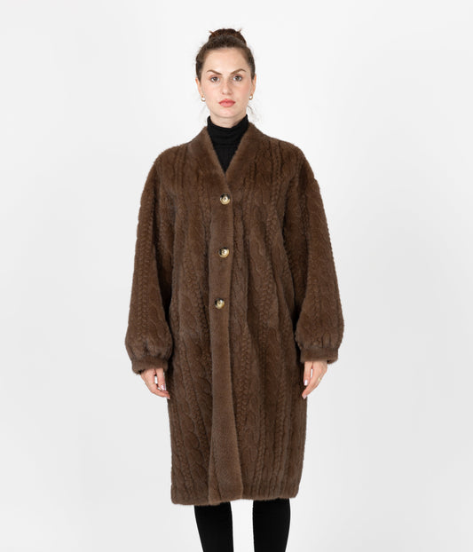 CARDIGAN LONG EN FAUSSE FOURRURE