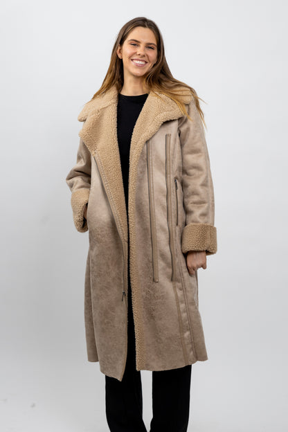 MANTEAU AVIATEUR LONG INTERIEUR FAUSSE FOURRURE