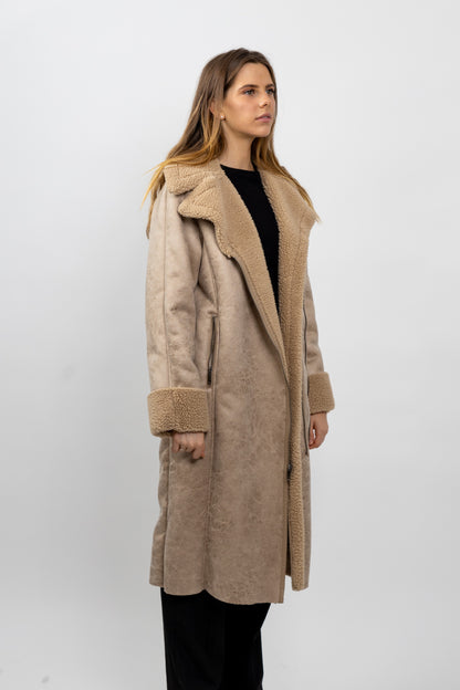 MANTEAU AVIATEUR LONG INTERIEUR FAUSSE FOURRURE