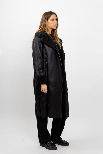 MANTEAU AVIATEUR LONG INTERIEUR FAUSSE FOURRURE