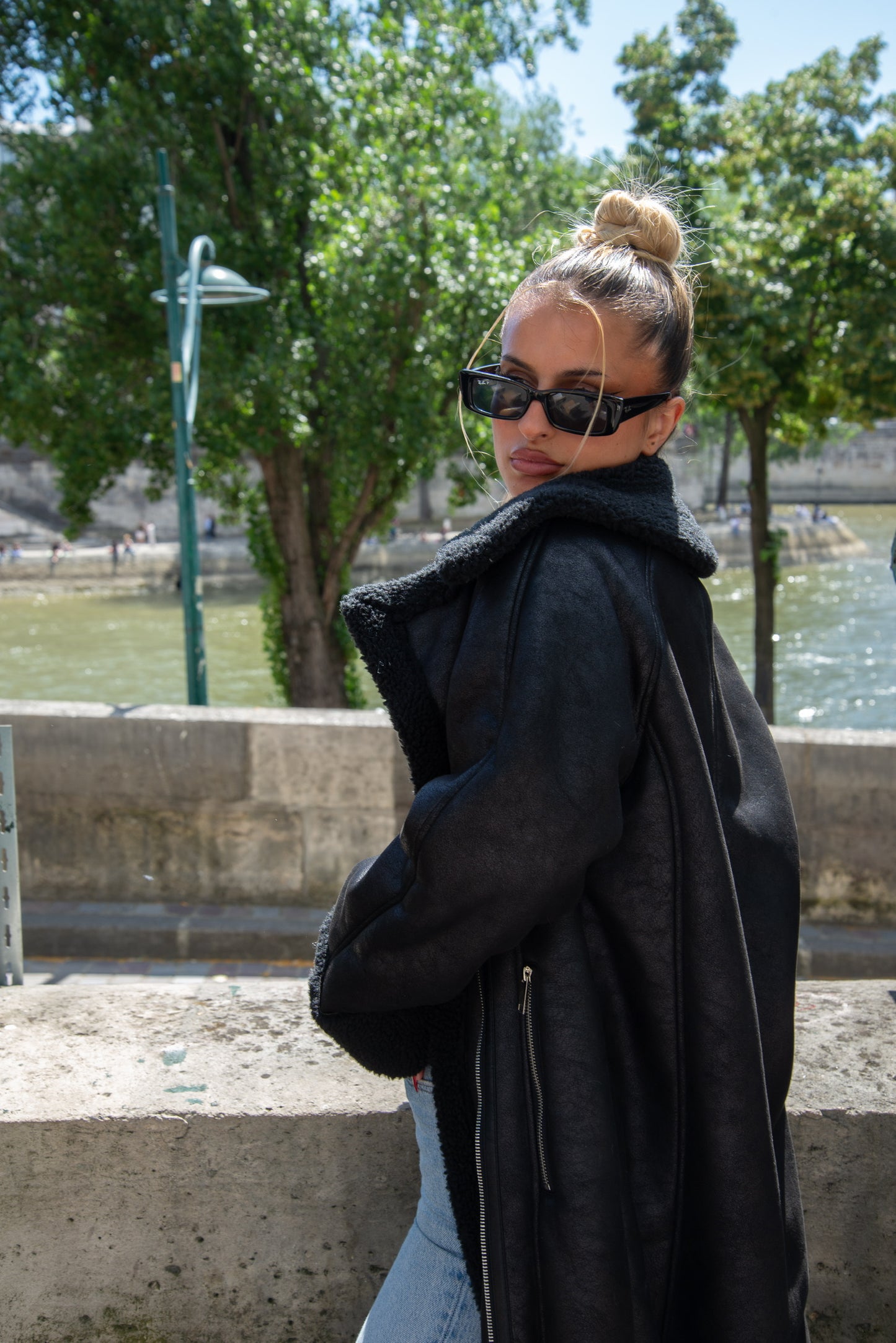 MANTEAU AVIATEUR LONG INTERIEUR FAUSSE FOURRURE