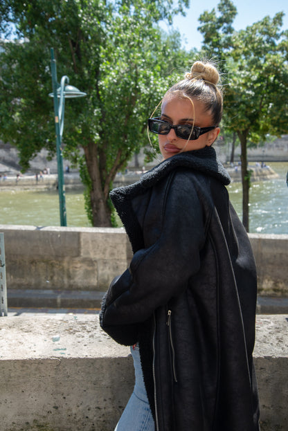 MANTEAU AVIATEUR LONG INTERIEUR FAUSSE FOURRURE