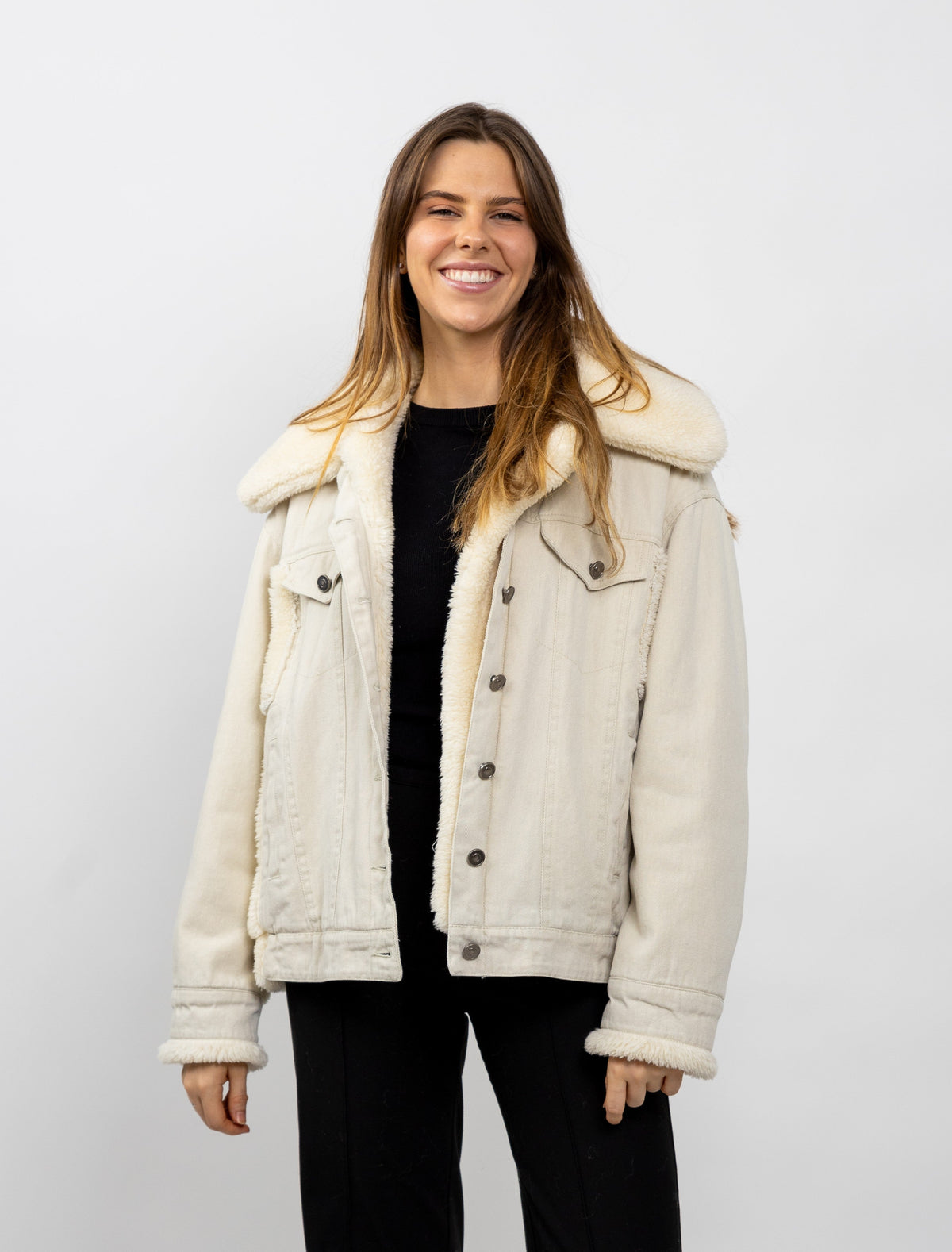 VESTE EN JEANS OVERSIZE DÉTAILS MOUTON Femme - K-ZELL PARIS