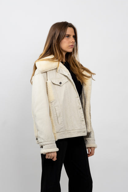 VESTE EN JEANS OVERSIZE DÉTAILS MOUTON Femme - K-ZELL PARIS