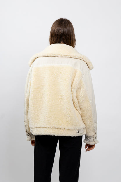 VESTE EN JEANS OVERSIZE DÉTAILS MOUTON Femme - K-ZELL PARIS