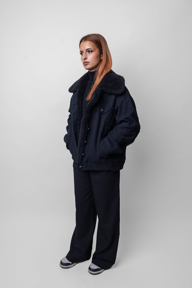 VESTE EN JEANS OVERSIZE DÉTAILS MOUTON Femme - K-ZELL PARIS