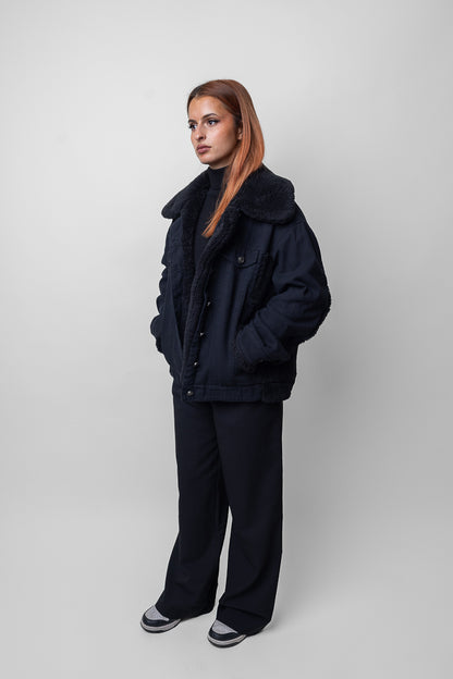 VESTE EN JEANS OVERSIZE DÉTAILS MOUTON Femme - K-ZELL PARIS