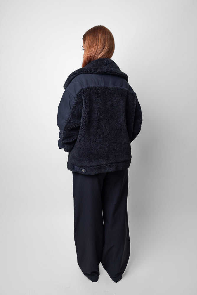 VESTE EN JEANS OVERSIZE DÉTAILS MOUTON Femme - K-ZELL PARIS