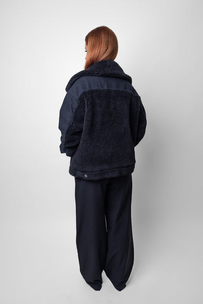 VESTE EN JEANS OVERSIZE DÉTAILS MOUTON Femme - K-ZELL PARIS