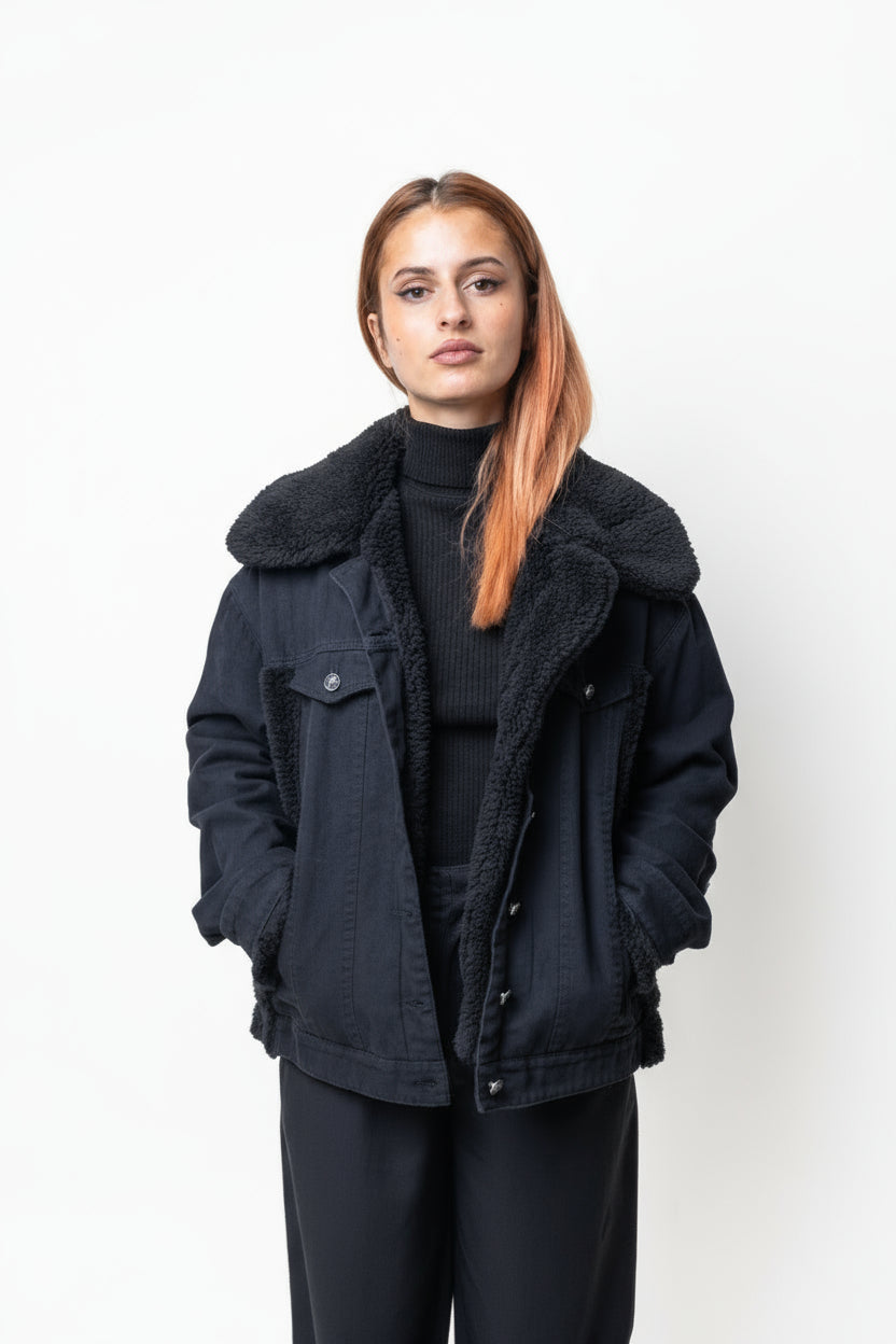VESTE EN JEANS OVERSIZE DÉTAILS MOUTON Femme - K-ZELL PARIS