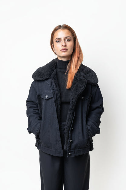 VESTE EN JEANS OVERSIZE DÉTAILS MOUTON Femme - K-ZELL PARIS