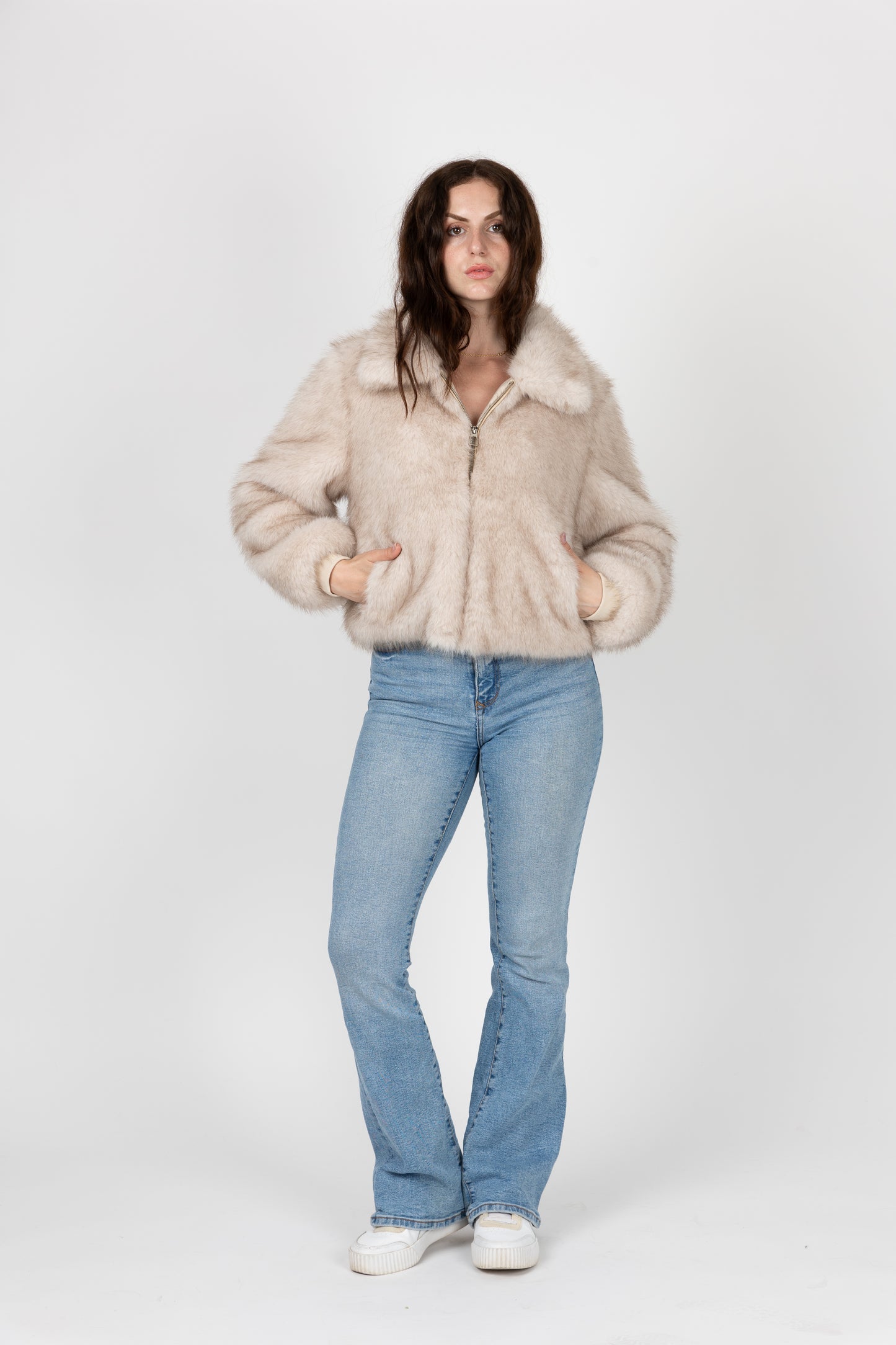 VESTE A ZIP EN FAUSSE FOURRURE