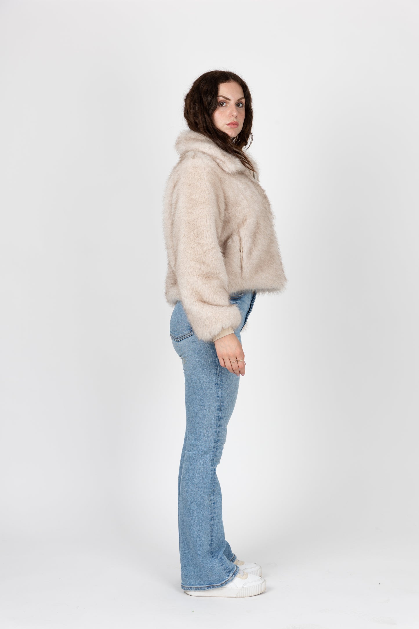 VESTE A ZIP EN FAUSSE FOURRURE