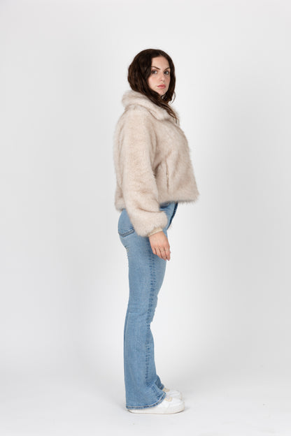 VESTE A ZIP EN FAUSSE FOURRURE