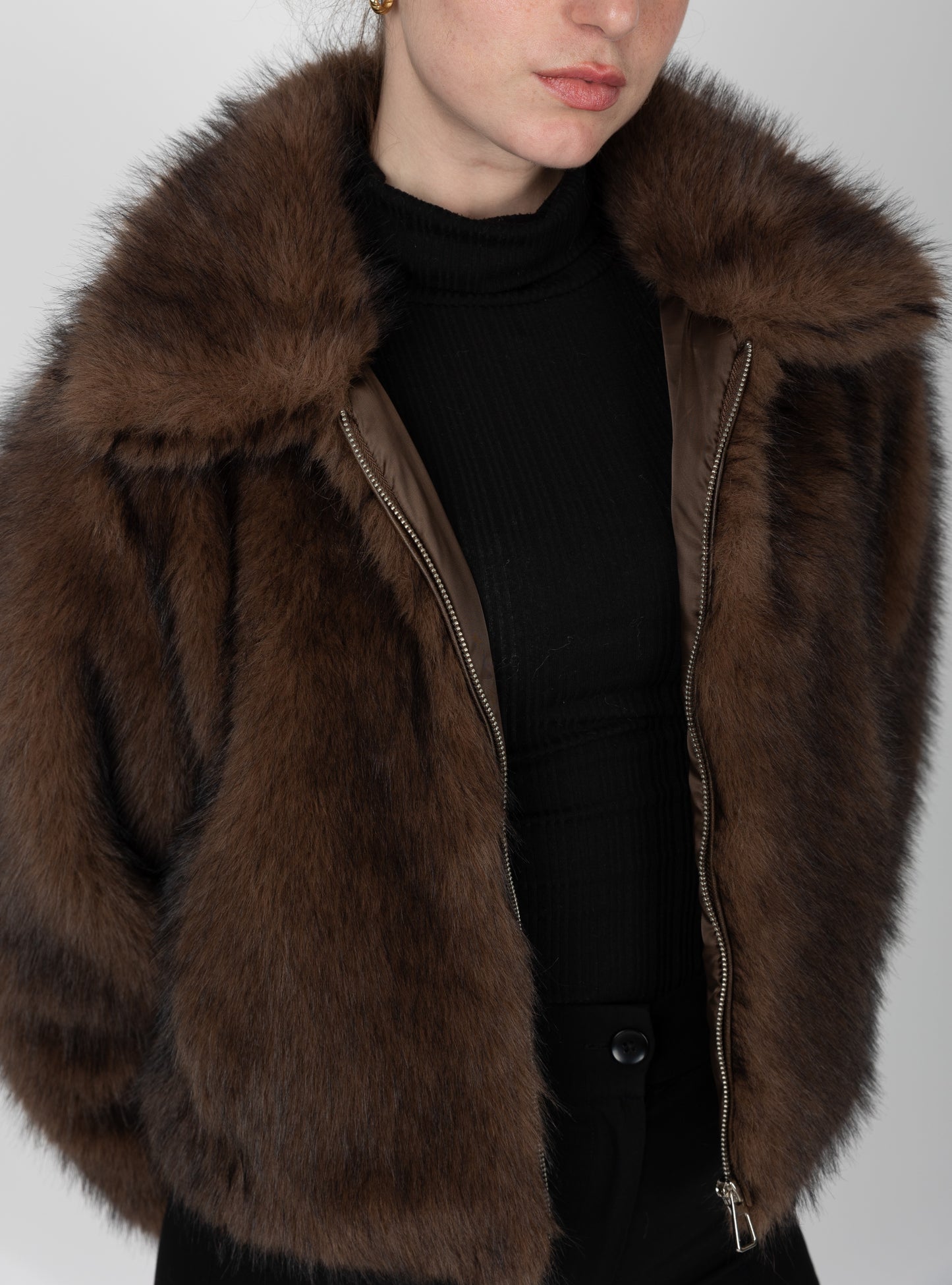 VESTE A ZIP EN FAUSSE FOURRURE