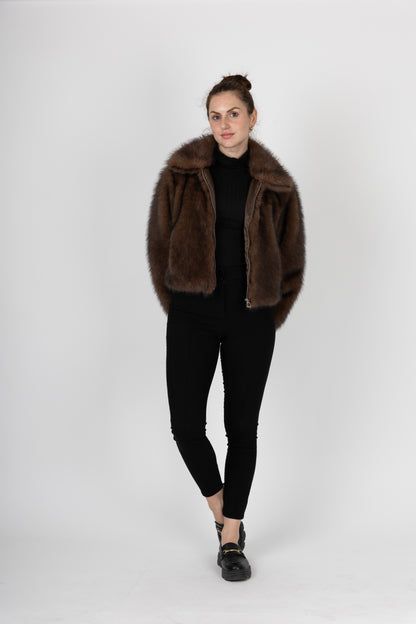 VESTE A ZIP EN FAUSSE FOURRURE
