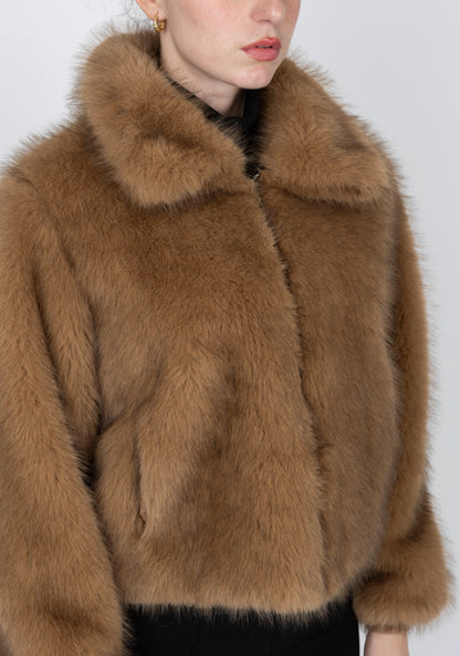 VESTE A ZIP EN FAUSSE FOURRURE