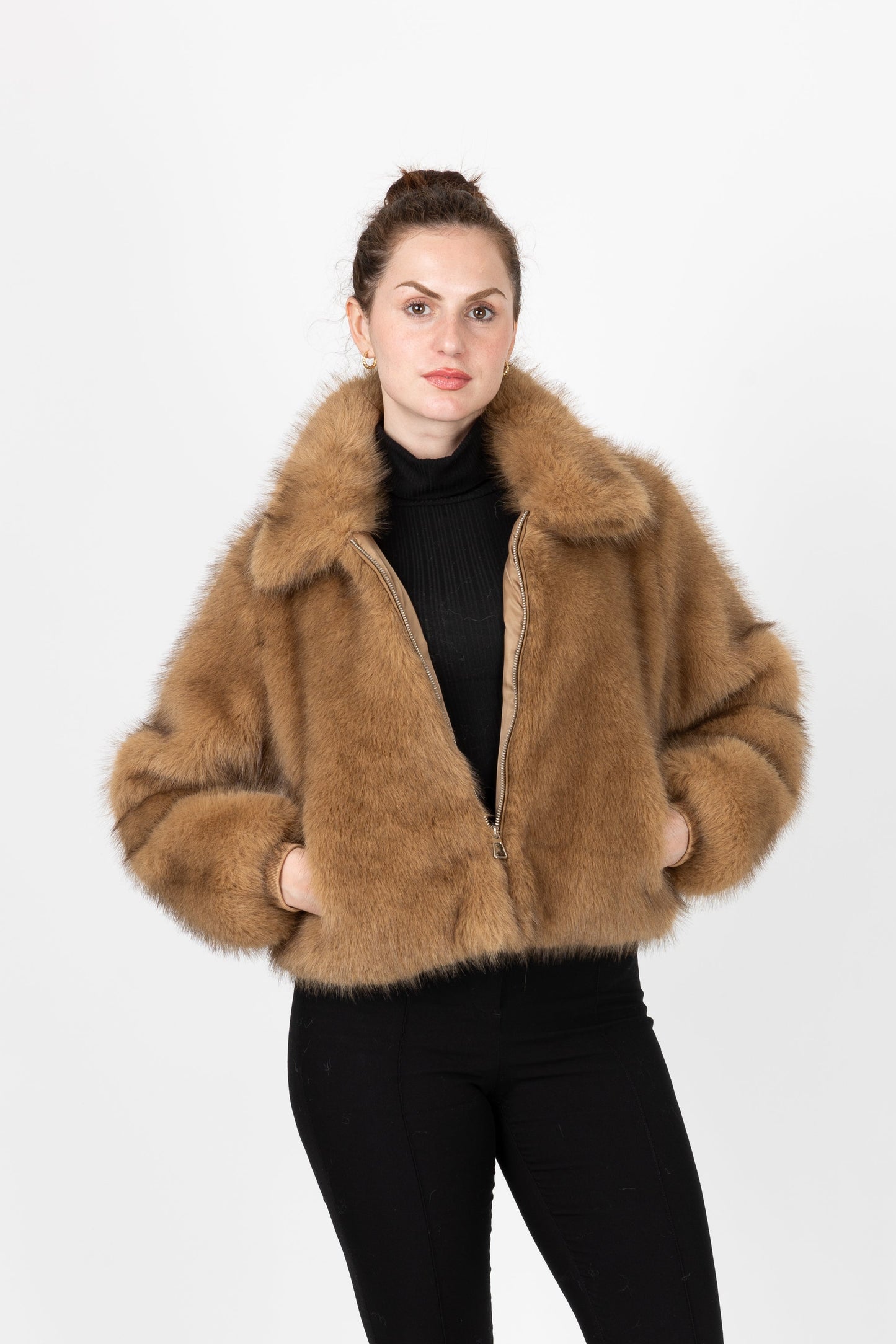 VESTE A ZIP EN FAUSSE FOURRURE