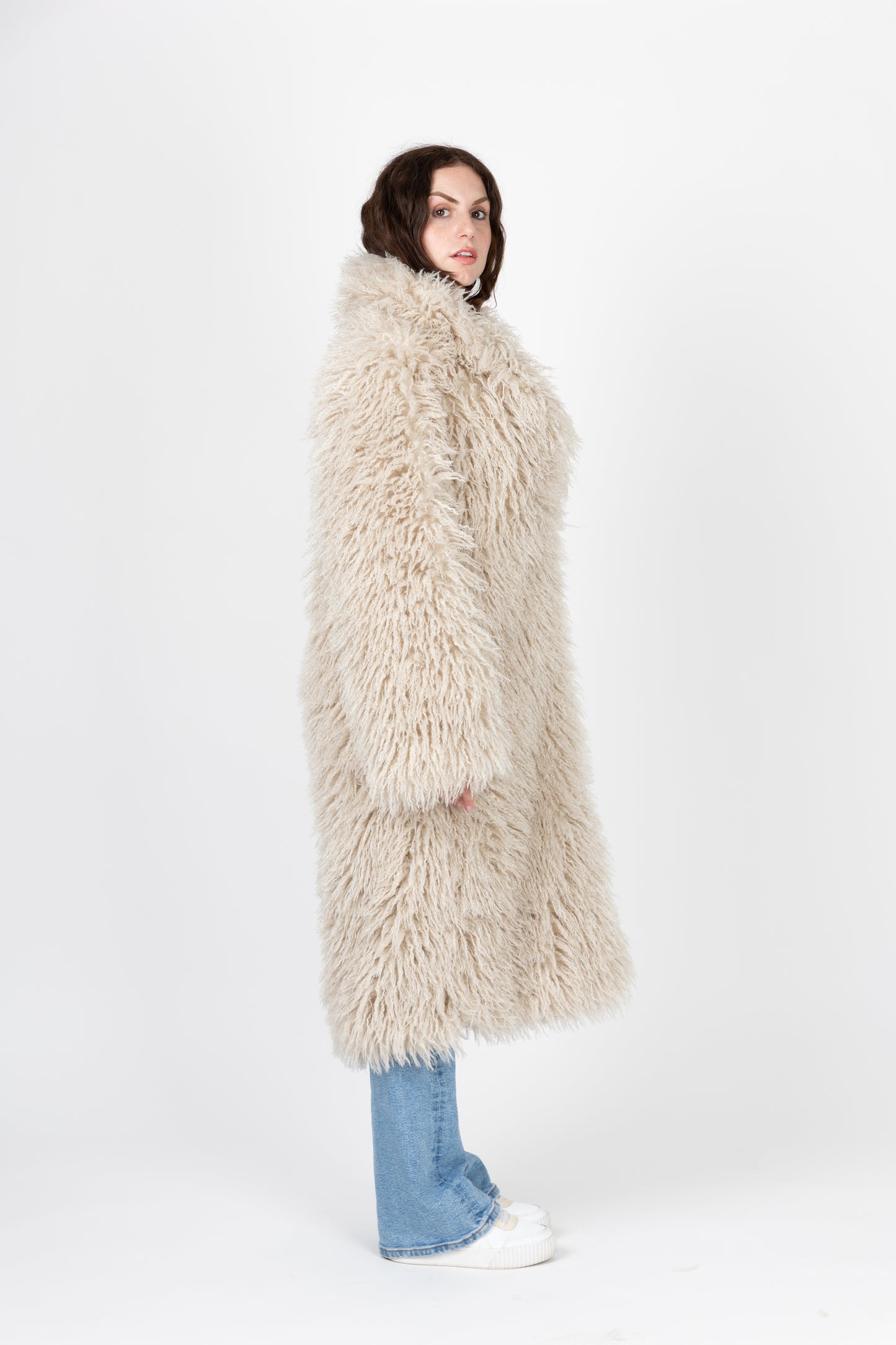 MANTEAU LONG EN FAUSSE FOURRURE