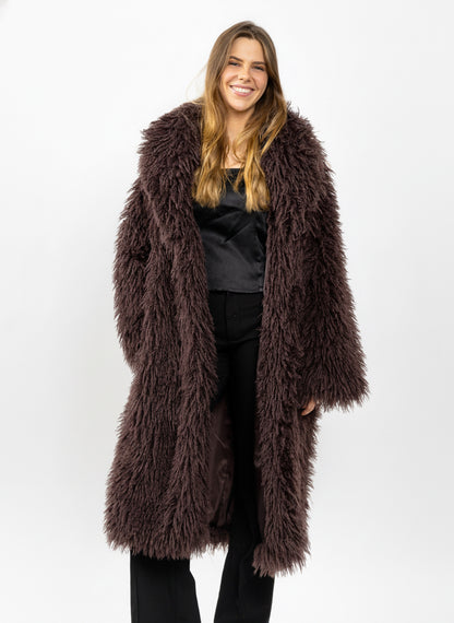 MANTEAU LONG EN FAUSSE FOURRURE