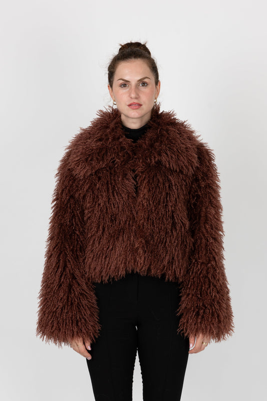 MANTEAU COURT EN FAUSSE FOURRURE MOUTON