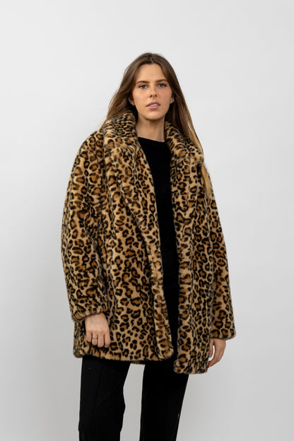 MANTEAU LÉOPARD EN FAUSSE FOURRURE