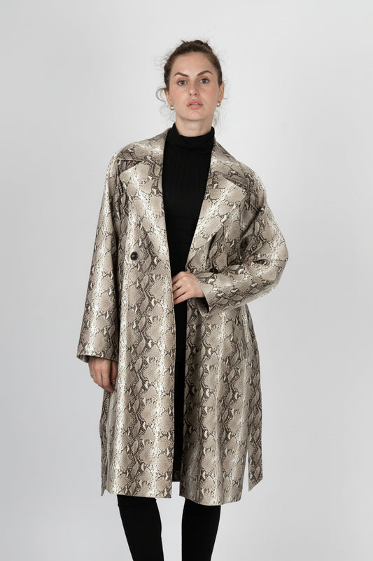 TRENCH EN SIMILICUIR IMPRIMÉ PYTHON