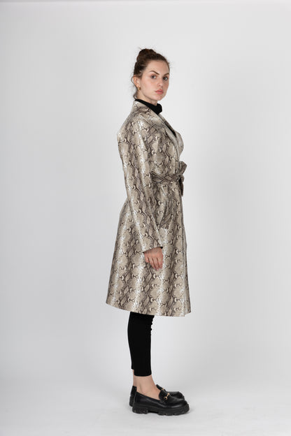 TRENCH EN SIMILICUIR IMPRIMÉ PYTHON