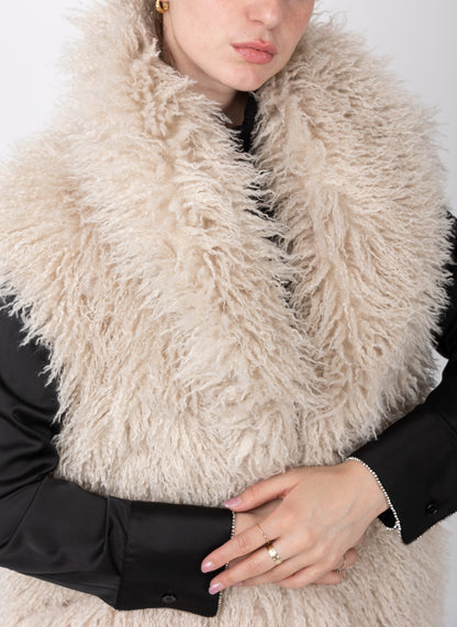 GILET SANS MANCHES EN FAUSSE FOURRURE MOUTON
