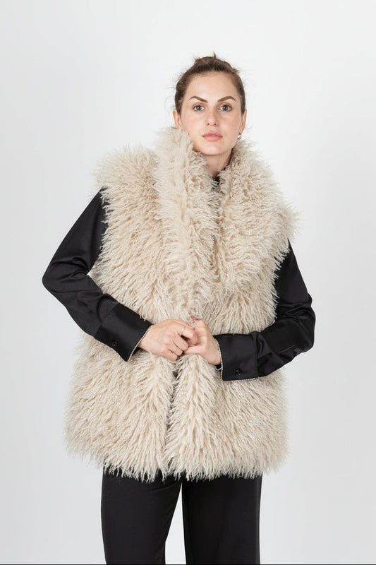 GILET SANS MANCHES EN FAUSSE FOURRURE MOUTON