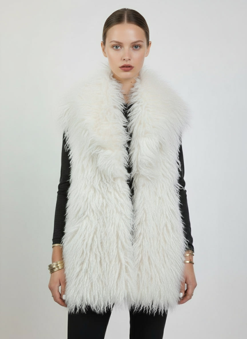 GILET SANS MANCHES EN FAUSSE FOURRURE MOUTON