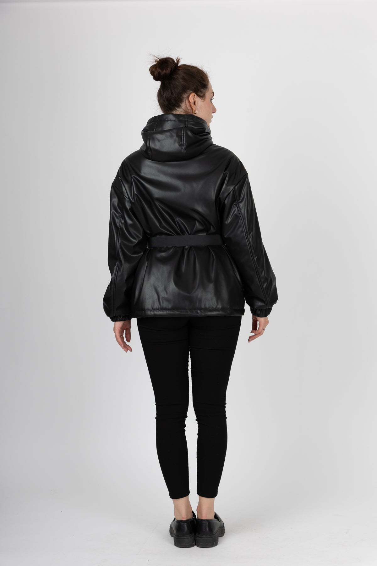 PARKA À CAPUCHE ET CEINTURE EN SIMILI CUIR - K-ZELL PARIS