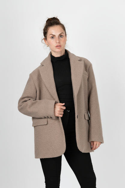 VESTE BLAZER OVERSIZE EFFET MOUTON