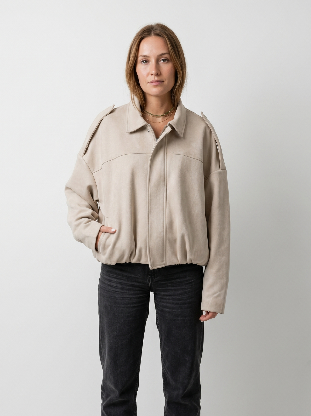 VESTE BOMBER OVERSIZE EFFET DAIM