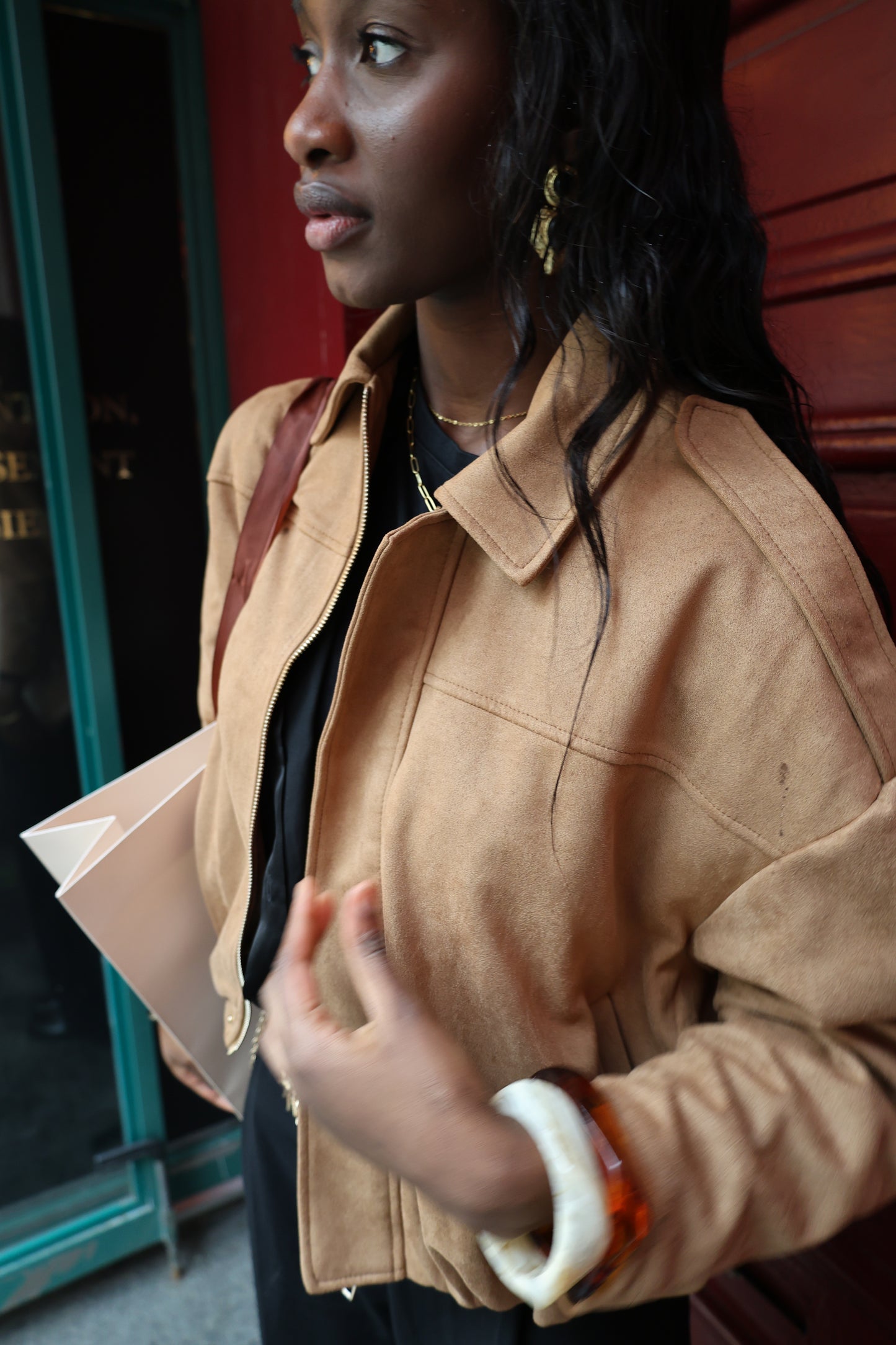 VESTE BOMBER OVERSIZE EFFET DAIM