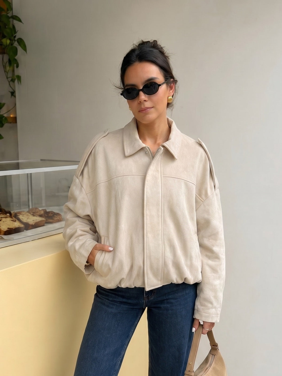 VESTE BOMBER OVERSIZE EFFET DAIM