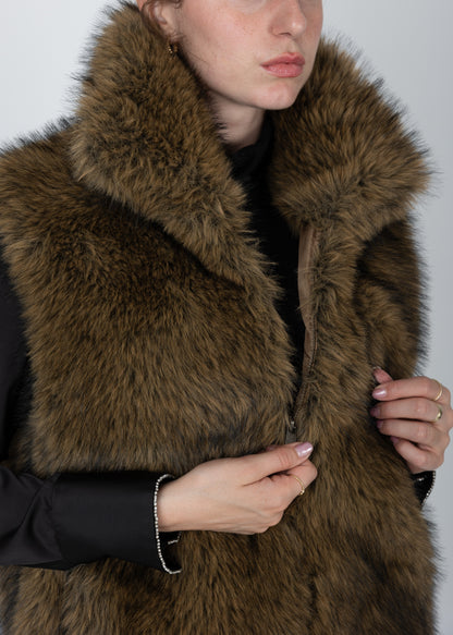 GILET SANS MANCHES EN FAUSSE FOURRURE