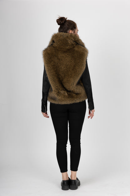 GILET SANS MANCHES EN FAUSSE FOURRURE