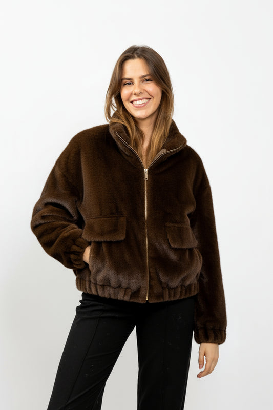 BLOUSON EN FAUSSE FOURRURE