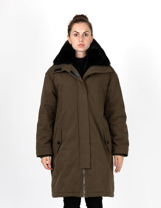 PARKA LONGUE AVEC INTÉRIEUR ET COL FAUSSE FOURRURE
