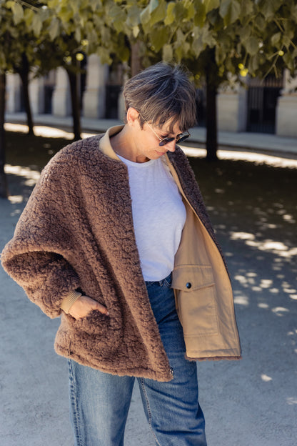 BLOUSON REVERSIBLE AVEC FAUSSE FOURRURE MOUTON