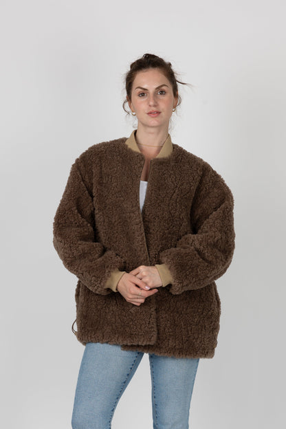 BLOUSON REVERSIBLE AVEC FAUSSE FOURRURE MOUTON