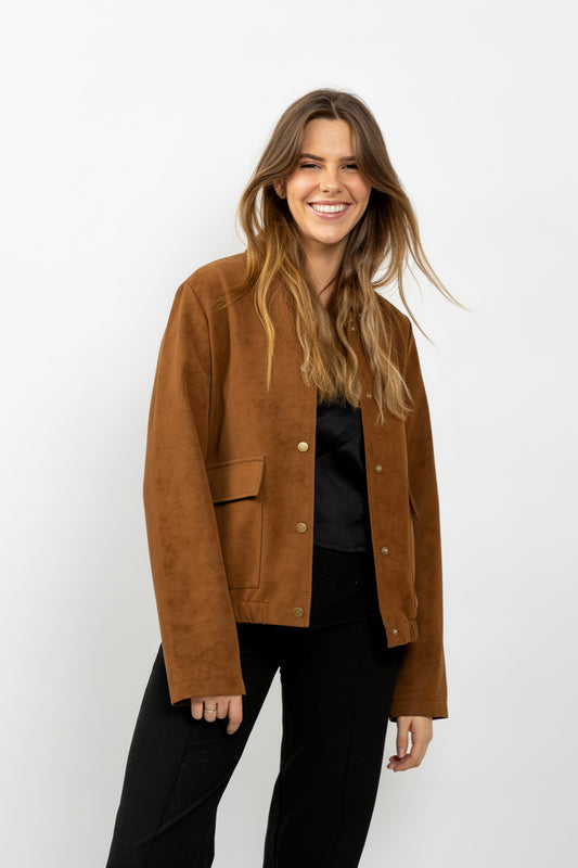 VESTE EFFET DAIM CAMEL