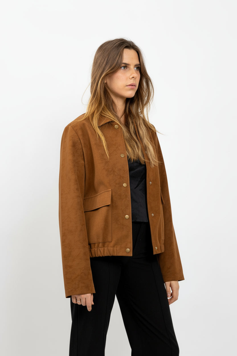 VESTE EFFET DAIM CAMEL