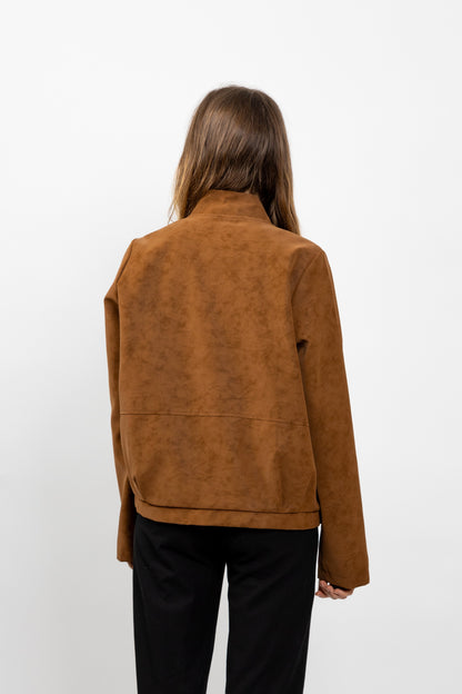 VESTE EFFET DAIM CAMEL