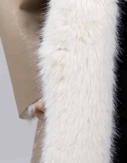 MANTEAU LONG REVERSIBLE FAUSSE FOURRURE ET SIMILICUIR