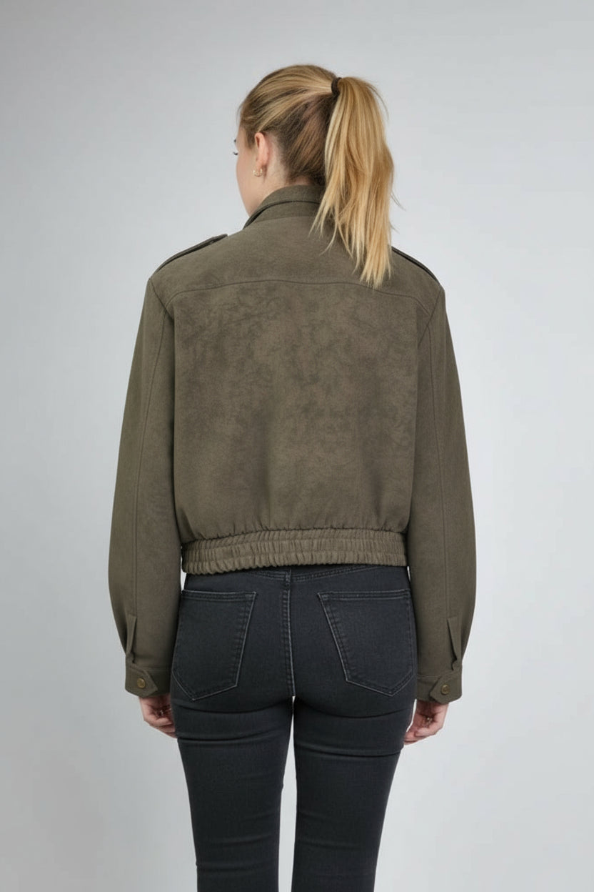 BLOUSON COURT EFFET DAIM